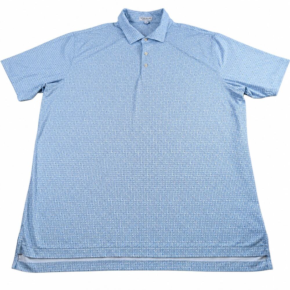 Peter Millar Ranch Water Polo Men’s XL Blue Cocktail Print Summer Comfort